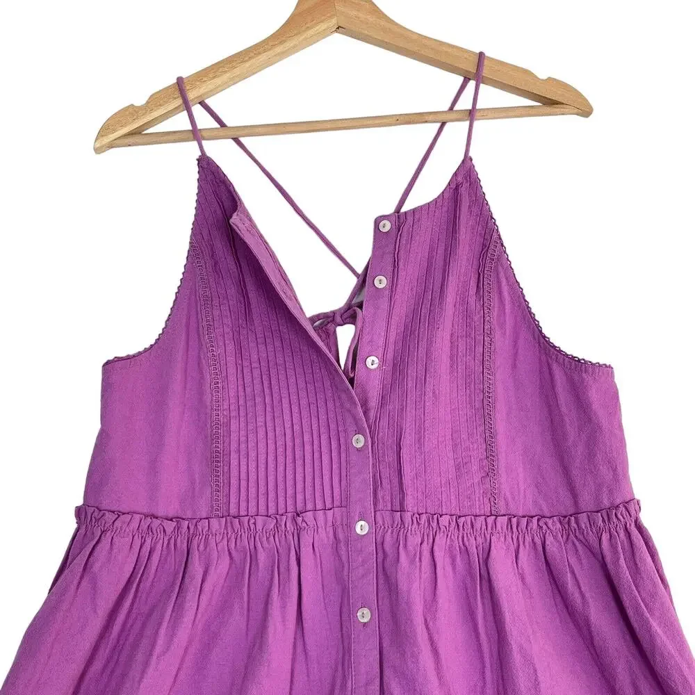 Free People Desert Days Mini Dress Sz M In Dramatic Orchid Sleeveless Pleated